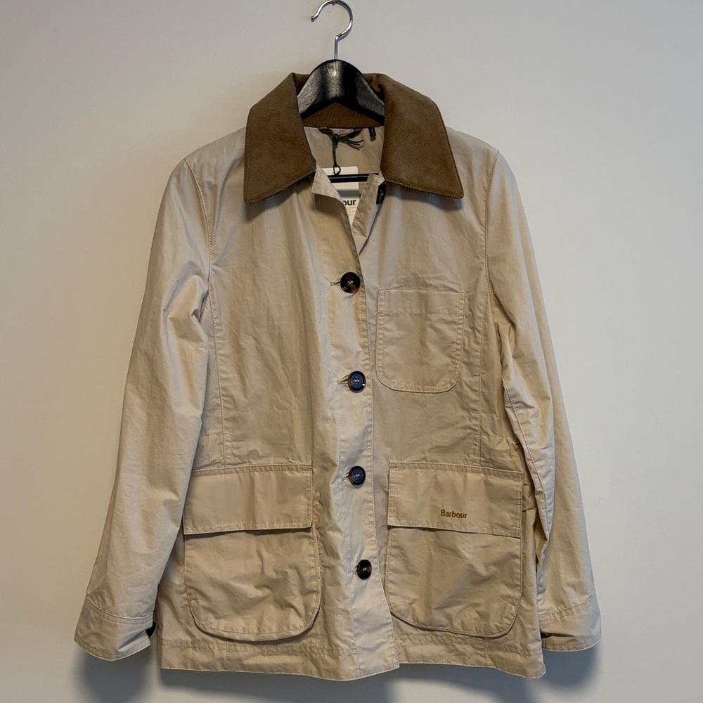Barbour beige Averie showerproof jacket sz 6 USA new